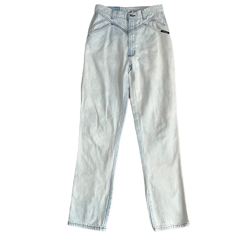 Vintage 90s Rocky Mountain High Rise Pocketless Back Light Wash Bleached Jeans